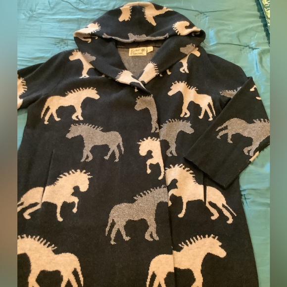 Anthropologie Field Flower Black Wool Hooded Cardigan Sweater, Size 2X. - Picture 7 of 16